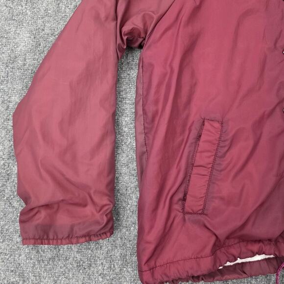 Vintage Sears Jacket Mens Small Maroon Nylon Coaches Lined Snap Front 90s Street - Picture 9 of 16